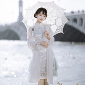 素旗袍套装 清仓原创设计新款 镜花水月中国风复古日常刺绣汉元