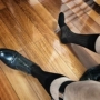 Giày cao gót nam sọc mới của Nhật Bản giày công sở Nhật Bản phù hợp với nylon siêu mỏng gợi cảm châu Âu và Mỹ - Vớ tất dài