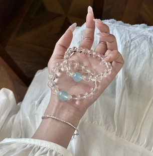 天然白水晶海蓝宝露思同款手链简约精致轻奢小众送闺蜜女朋友礼物