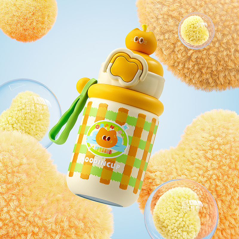 物生物保温水杯316L不锈钢带吸管