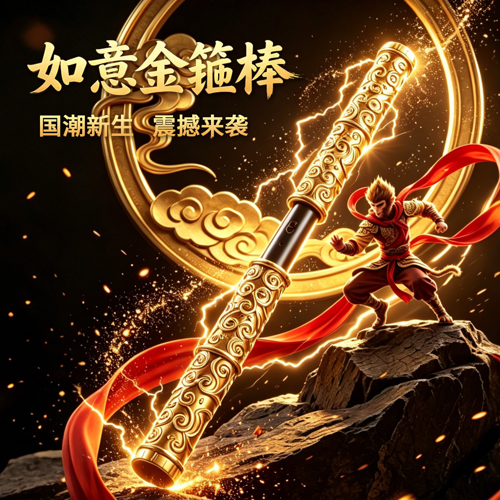 黑科技声控金箍棒电动自动伸缩发光儿童声光孙悟空玩具