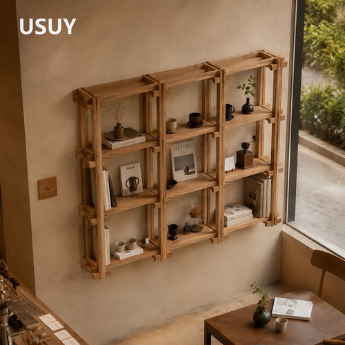 USUY侘寂风墙面多层分格展示架