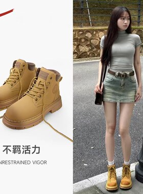 回力女款春季露营登山马丁靴