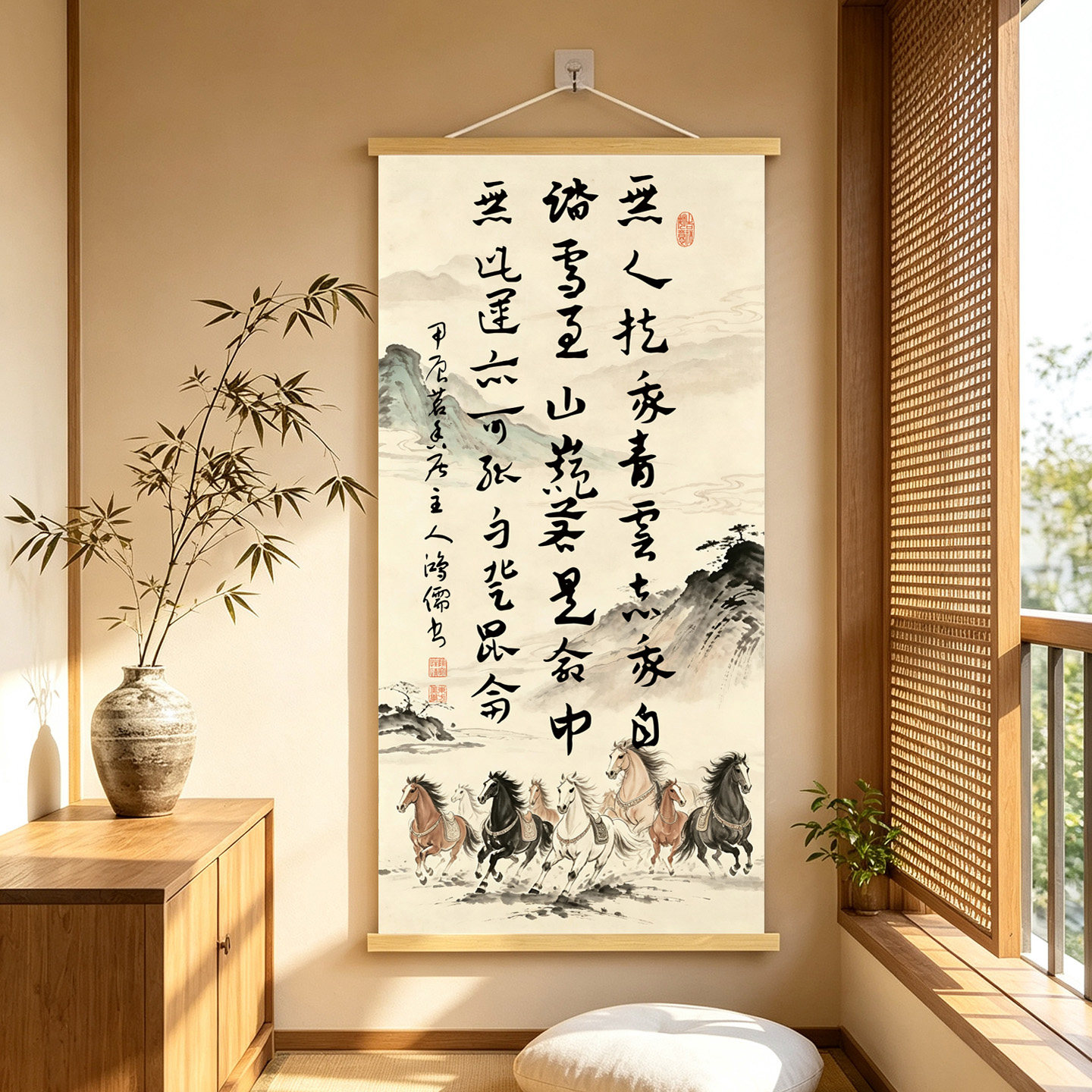无人扶我青云志新中式书法挂画图片