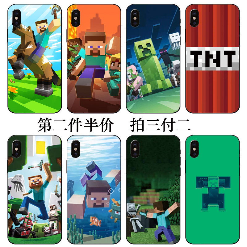 我的世界苦力怕同款手机壳适用苹果12oppor11a5a7x/reno4魅族16xs