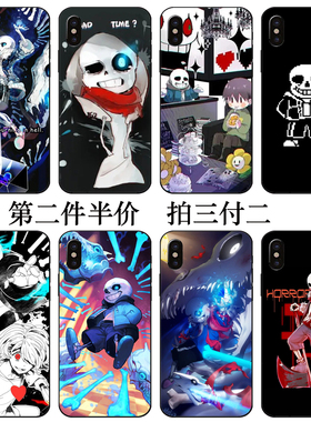 骷髅头sans传说之下手机壳适用oppor9sr11r15k9k7x苹果8plus13pro