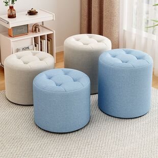 沙发不累坐凳实木凳子家用圆墩小矮凳客厅结实换鞋凳布艺凳小久坐