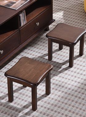 创意凳子简约换鞋凳小客厅家逸现代板凳茶几实木凳矮时尚方凳家用