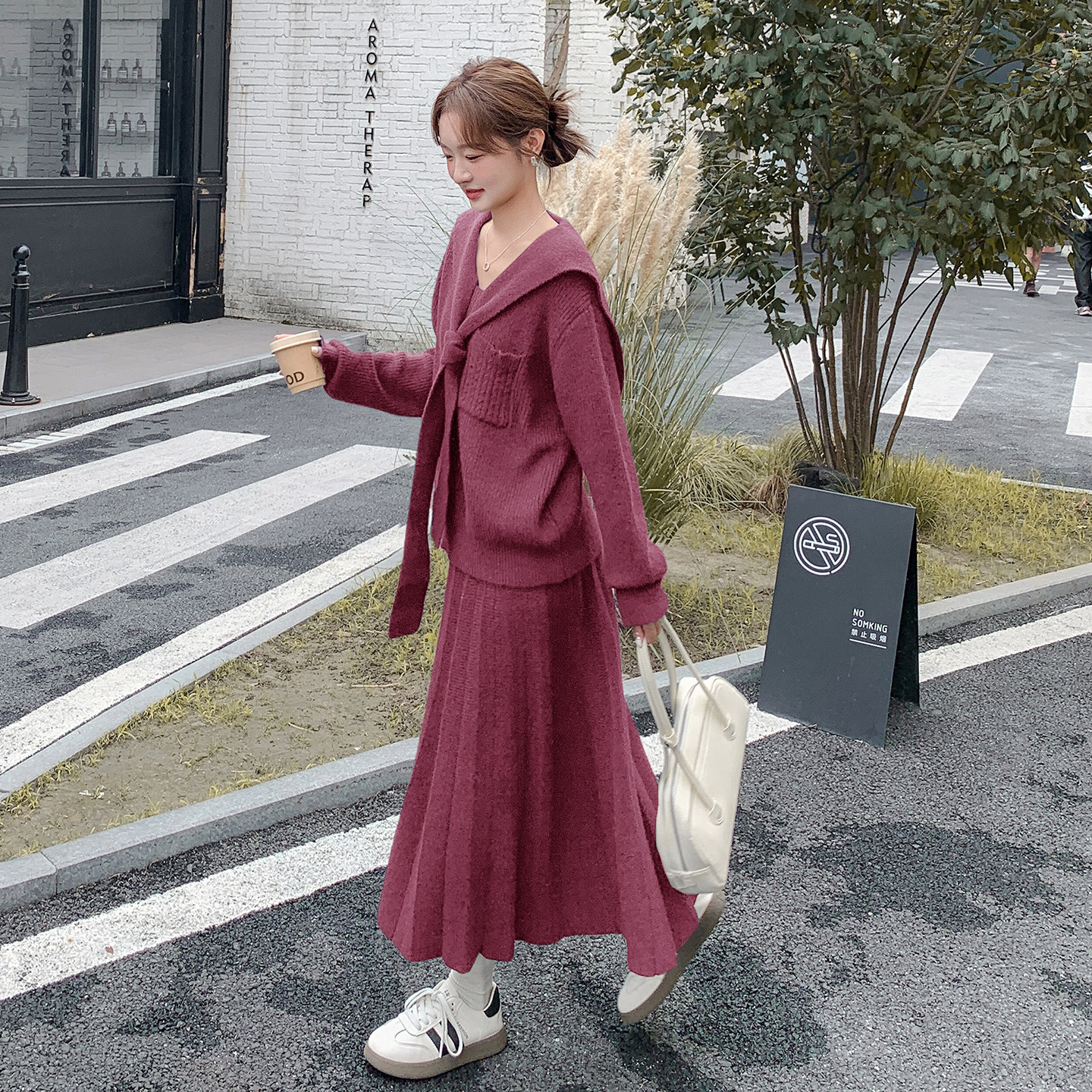 ，针织套装+百褶裙2D120-TZ114-P175-258,女装套装/套裙,2D120