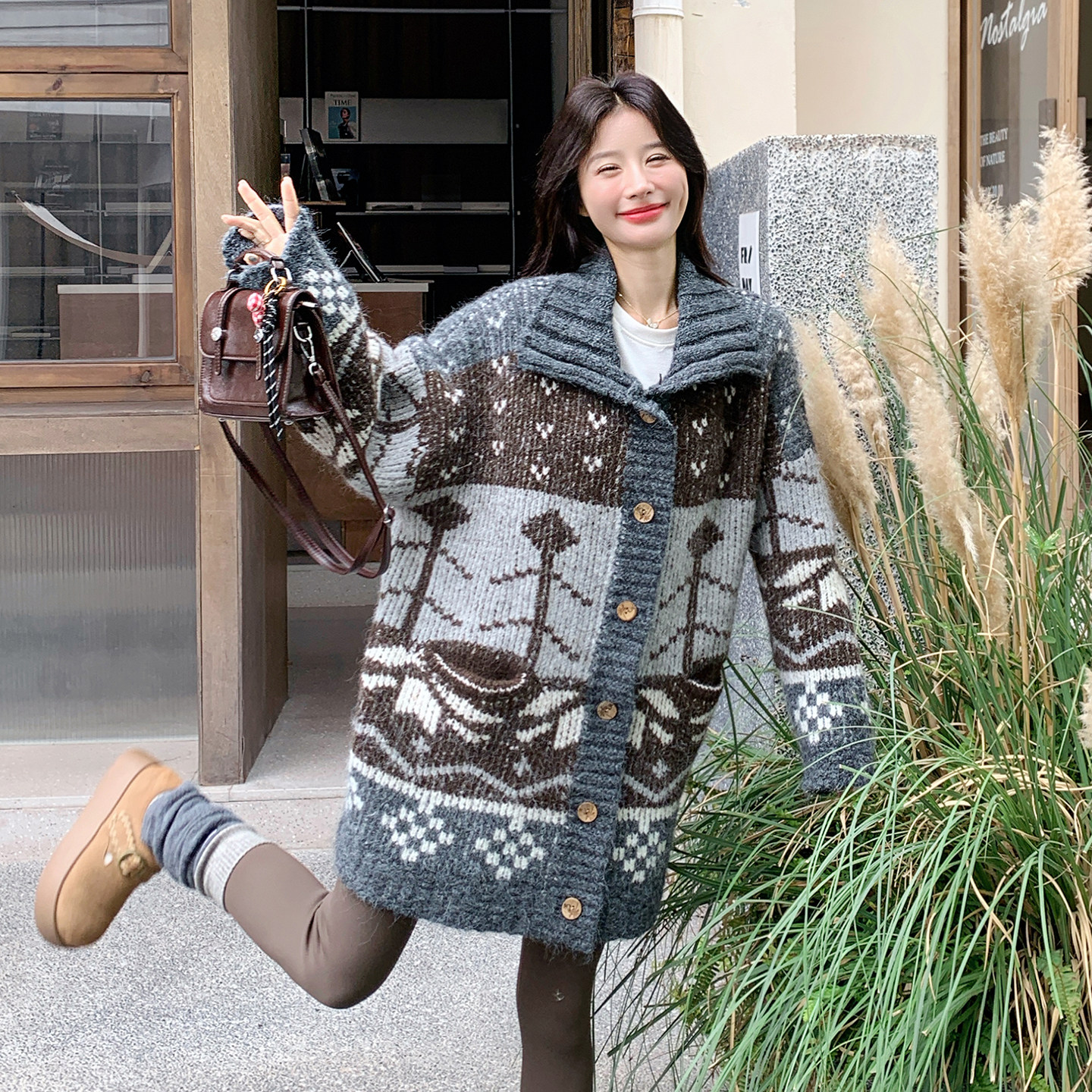 ）中长款加厚针织外套2D120-F583-P175-K268,女装毛呢外套,2D120