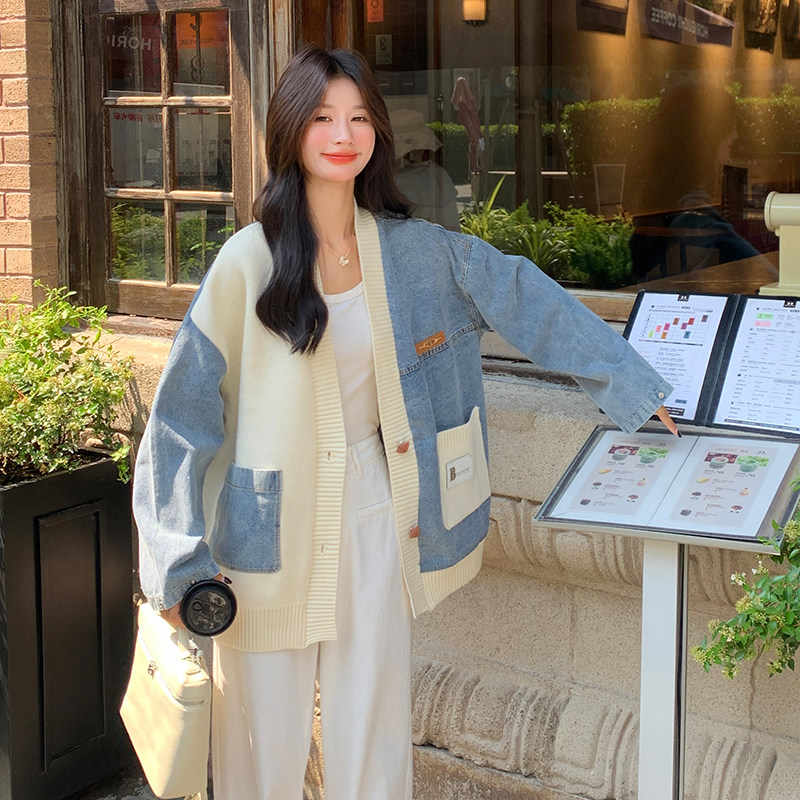 ，0）牛仔拼接针织短外套2D120-F581-P155-K238,女装短外套,2D120