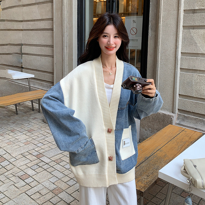 ，0）牛仔拼接针织短外套2D120-F581-P155-K238,女装短外套,2D120