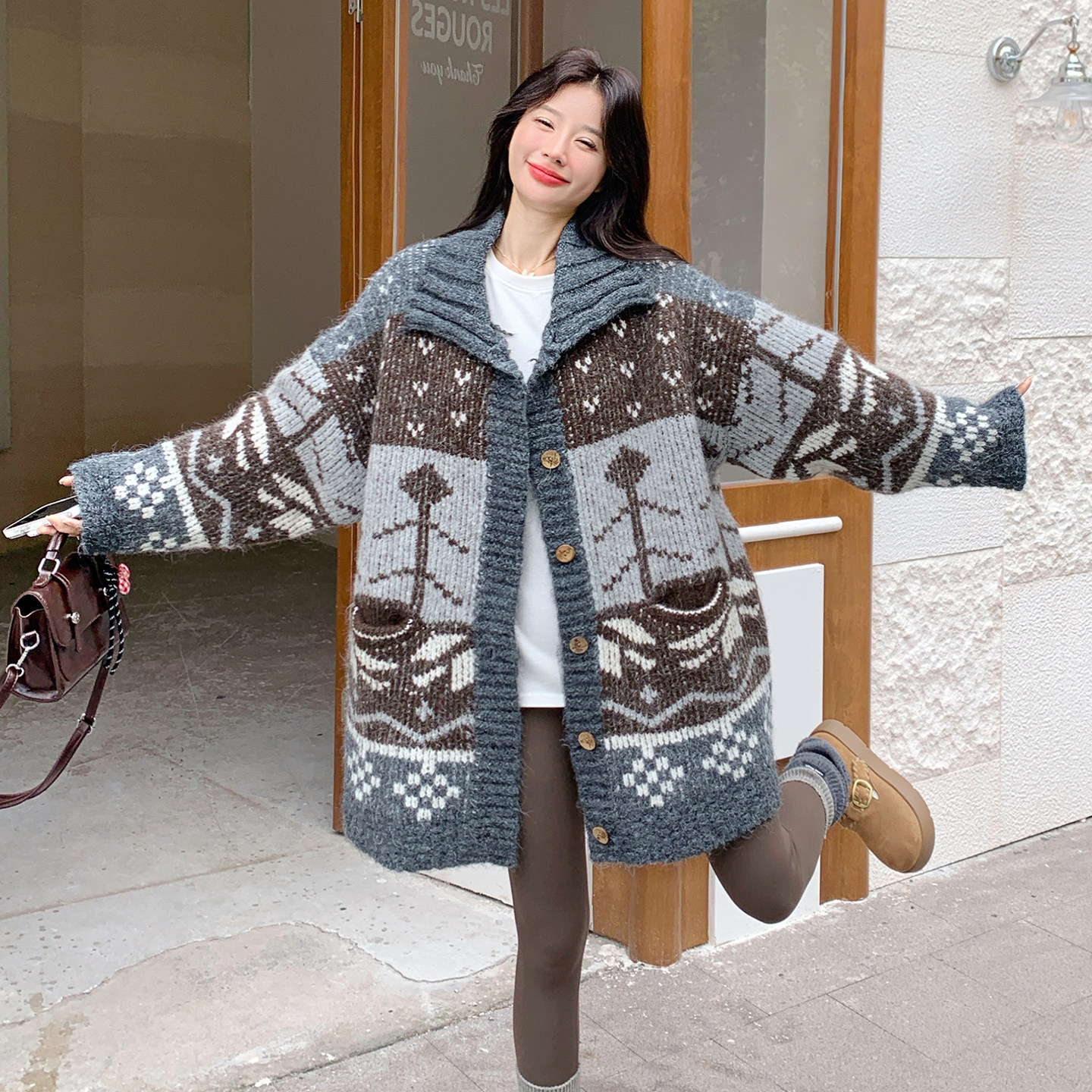 ）中长款加厚针织外套2D120-F583-P175-K268,女装毛呢外套,2D120