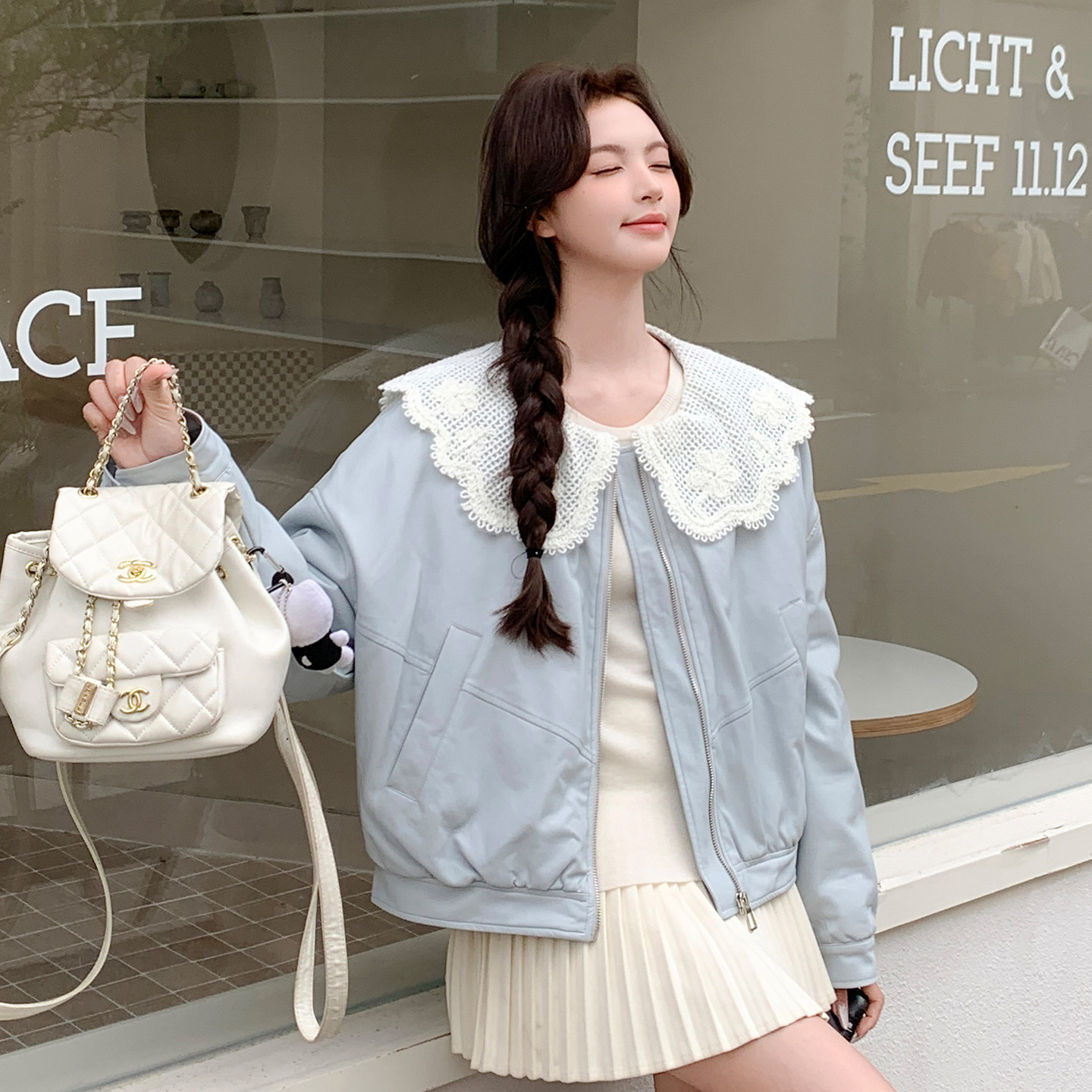 新款，娃娃领蛋白皮羽绒服2D120-M1224-P315-K478(90绒）,女装羽绒服,2D120