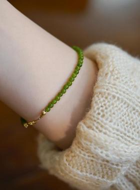 绿色小珠子手链轻奢小众精致手饰女小众设计感百搭手镯