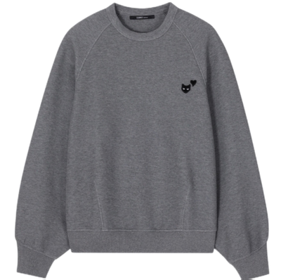 黑色 灰色 爱心 黑豹圆领卫衣