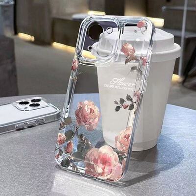 粉红玫瑰适用14pro创意16promax苹果手机壳iphone17透明1513