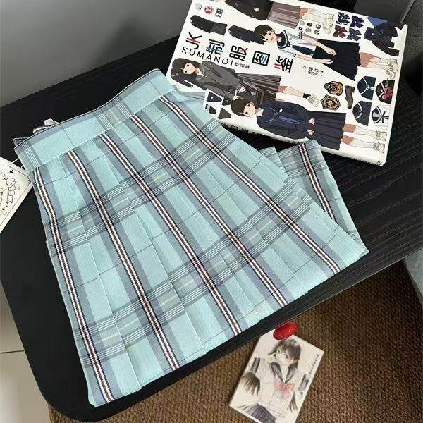 【璃海】jk制服格裙正版学院风女生半身百褶裙蓝绿色日系高腰短裙