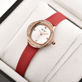 正品 休闲镶钻女表 日本进口机芯时尚 谛诺手表 女士皮带防水石英表