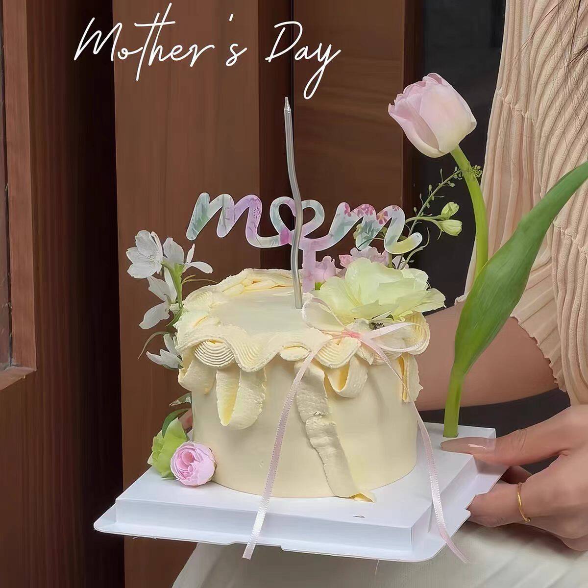 徐小包网红母亲节印花mom亚克力蛋糕装饰插件妈妈节日蛋糕配件