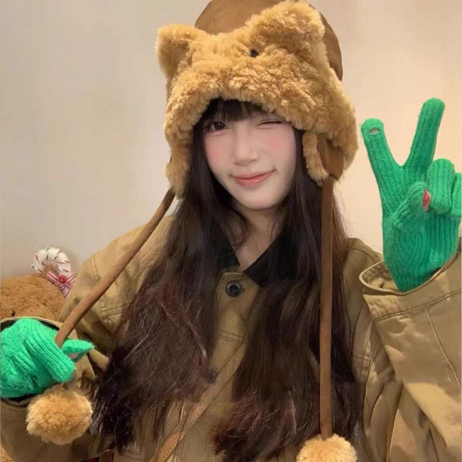 东北兔耳麂皮绒纯色毛绒帽子女秋冬季大头围保暖雷锋帽滑雪护耳帽