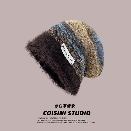 Winnie Lee帽子女秋冬季百搭大头围显脸毛线帽针织冷帽