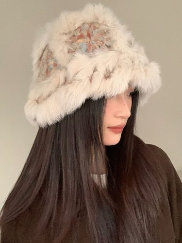 -3 POINT%-软糯兔毛保暖手工针织帽女新款秋冬滑雪甜美醒狮毛线帽