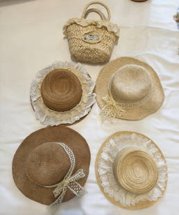 儿童草帽-法式洛丽塔草帽女夏季出游海边防晒帽礼帽