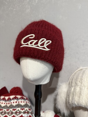 -3 POINT%-3 POINT%-红色字母刺绣毛线帽子女秋冬季百搭保暖