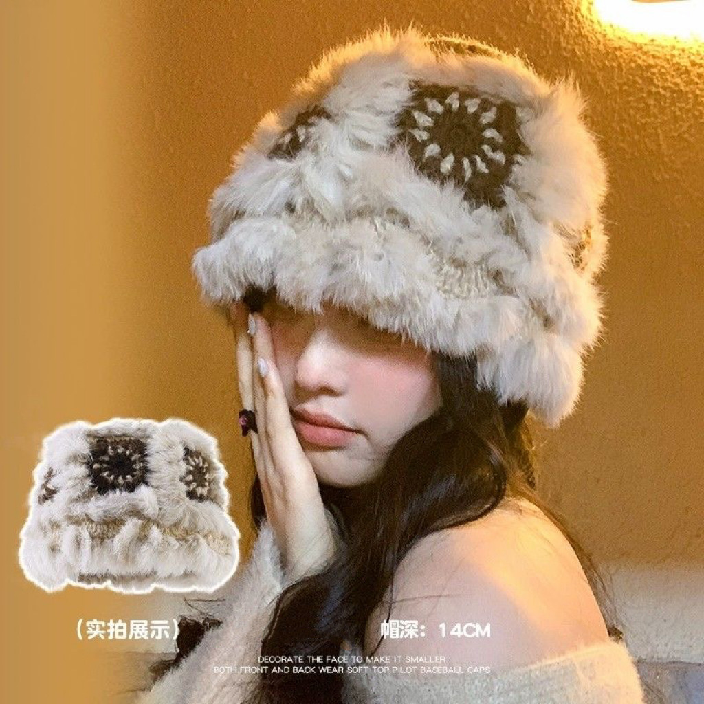 萌物优品-帽子女秋冬醒狮帽保暖加厚针织渔夫帽百搭显脸小盆帽