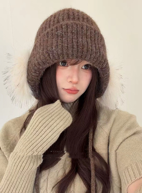 -3 POINT%--3 POINT%-帽子针织毛线帽韩版秋冬季复古拉法包包保暖