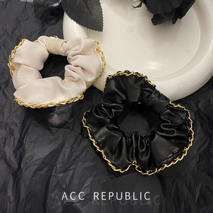 accrepublic 黑白小香风金属链条马尾大肠圈发饰气质简约秋冬发圈