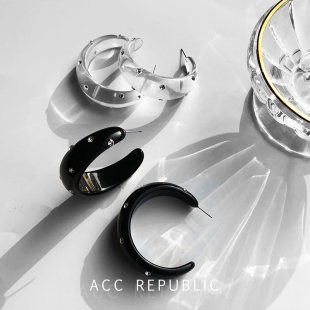 accrepublic欧美嘻哈C型简约玻璃彩珠水钻小众饰品流行气质耳环女