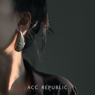 accrepublic 欧美风复古气质百搭几何金属圆环镂空不规则耳环耳饰