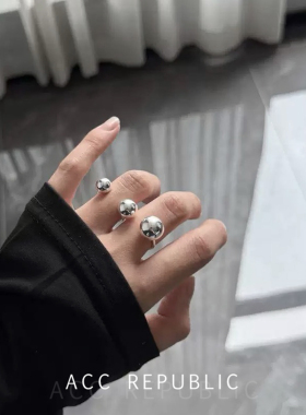ACCREPUBLIC小众设计连指戒圆形戒指指环新款大圆球百搭高级感女