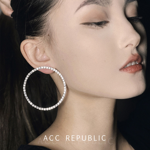 accrepublic 欧美超闪大圈圈耳环夸张气质耳圈轻奢小众高级感耳饰