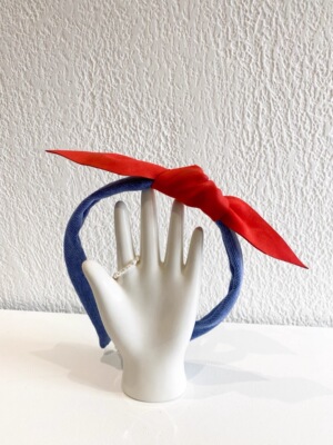 小众设计师款真皮蕃茄红小羊皮蝴蝶结配牛仔发箍头箍气质单品