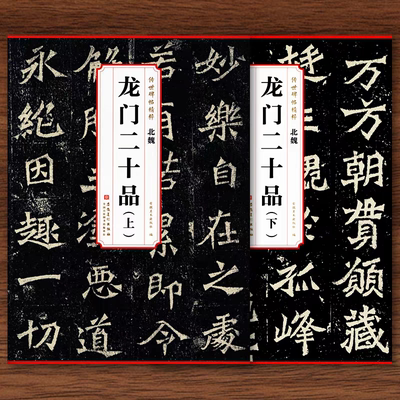 传世历代碑帖精粹 北魏龙门二十品 上下两本 魏碑毛笔字帖附简体旁注临摹临习篆书的好范本艺术书法古贴临摹书法练习教材安徽美术