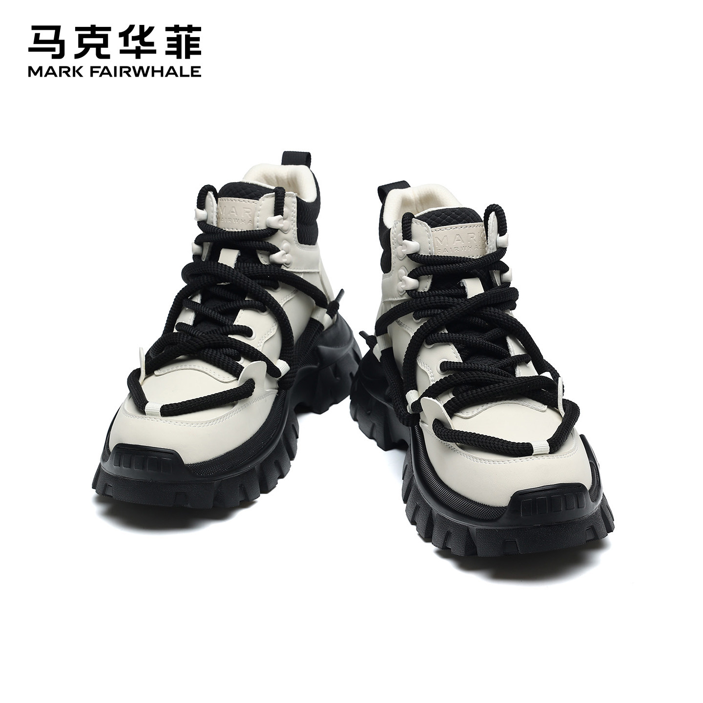 马克华菲马丁靴男2025新款白黑痞帅男靴休闲增高工装靴子男士皮靴