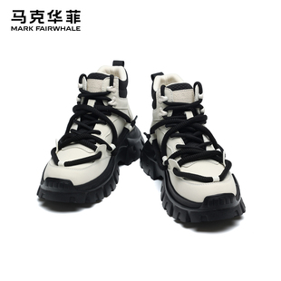 皮靴 靴子男士 马克华菲马丁靴男2025新款 白黑痞帅男靴休闲增高工装