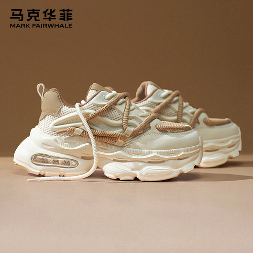 马克华菲厚底休闲运动透气网面鞋