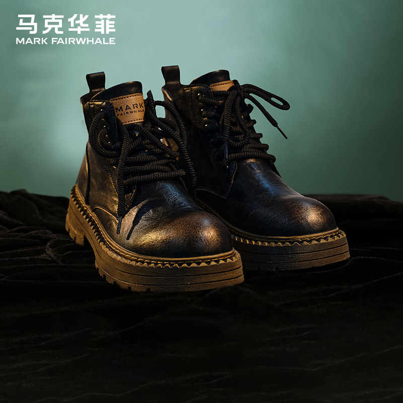 马克华菲马丁靴男款冬季加绒靴子