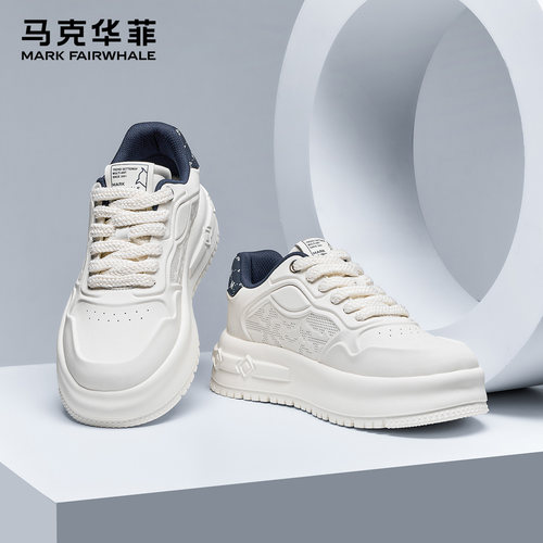 马克华菲板鞋男款增高小白鞋