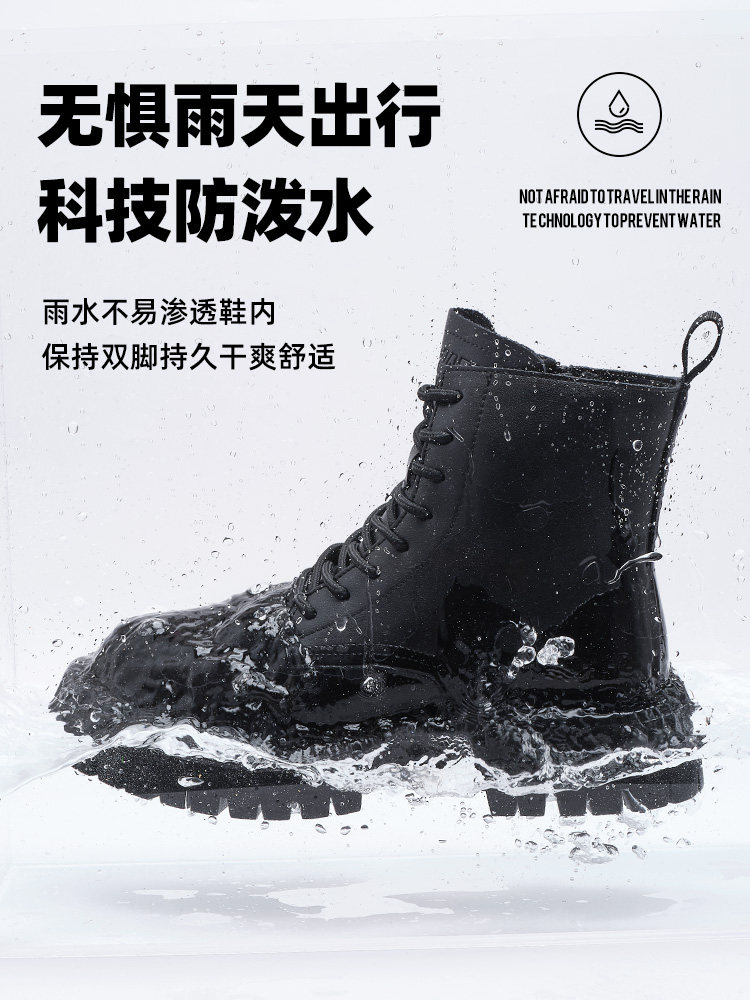 MARK WARFIELD MARTIN BOOTS MENS AUTUMN MENS BOOTS THICK-SOLED WEARABLE MENS CARGO BOOTS BLACK ENGLISH LEATHER BOOTS MEN