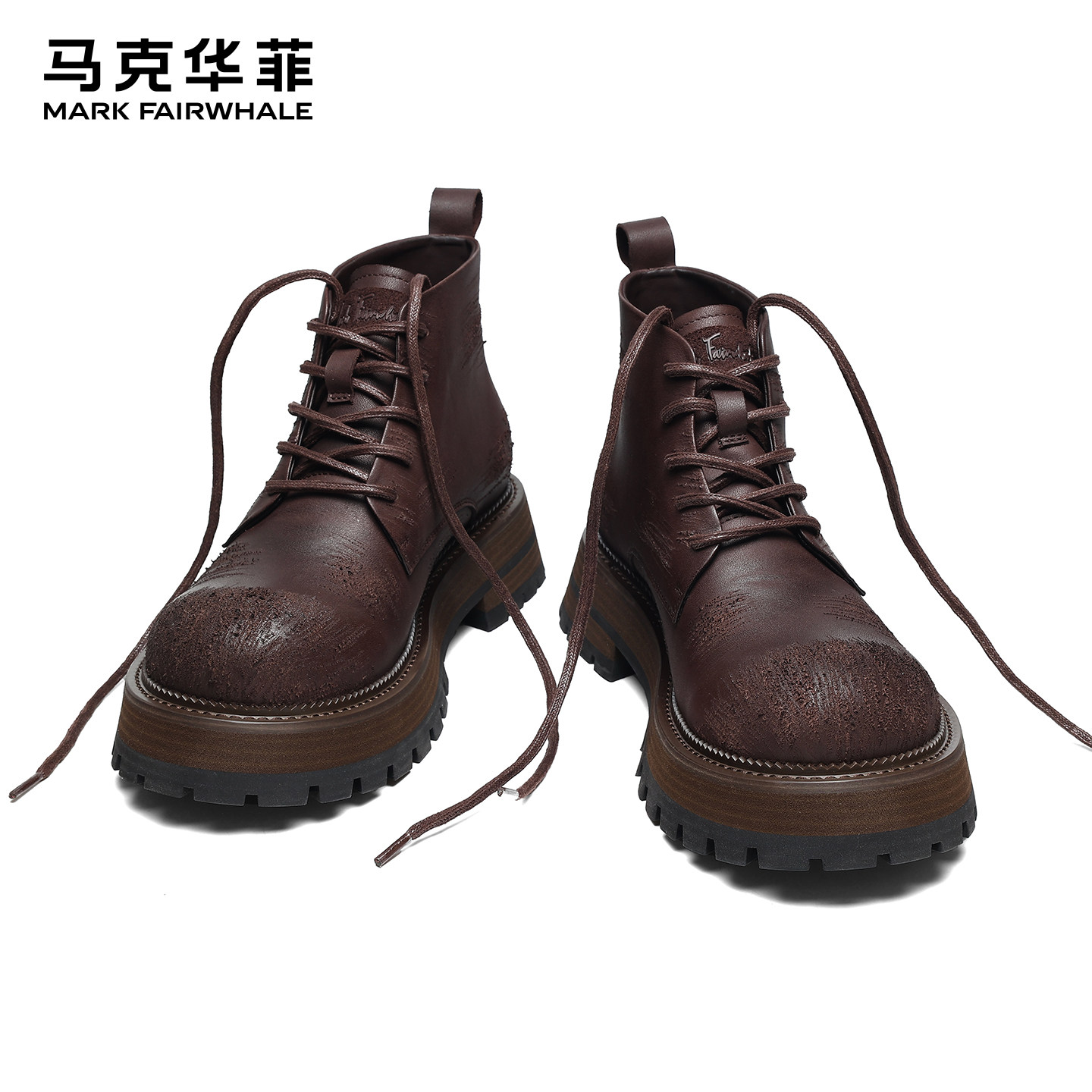 马克华菲马丁靴男2026新款靴子男款真皮男士机车靴皮靴冬季工装靴