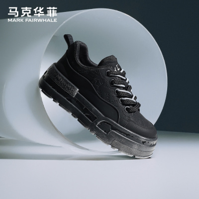 马克华菲男鞋厚底擦色休闲鞋板鞋