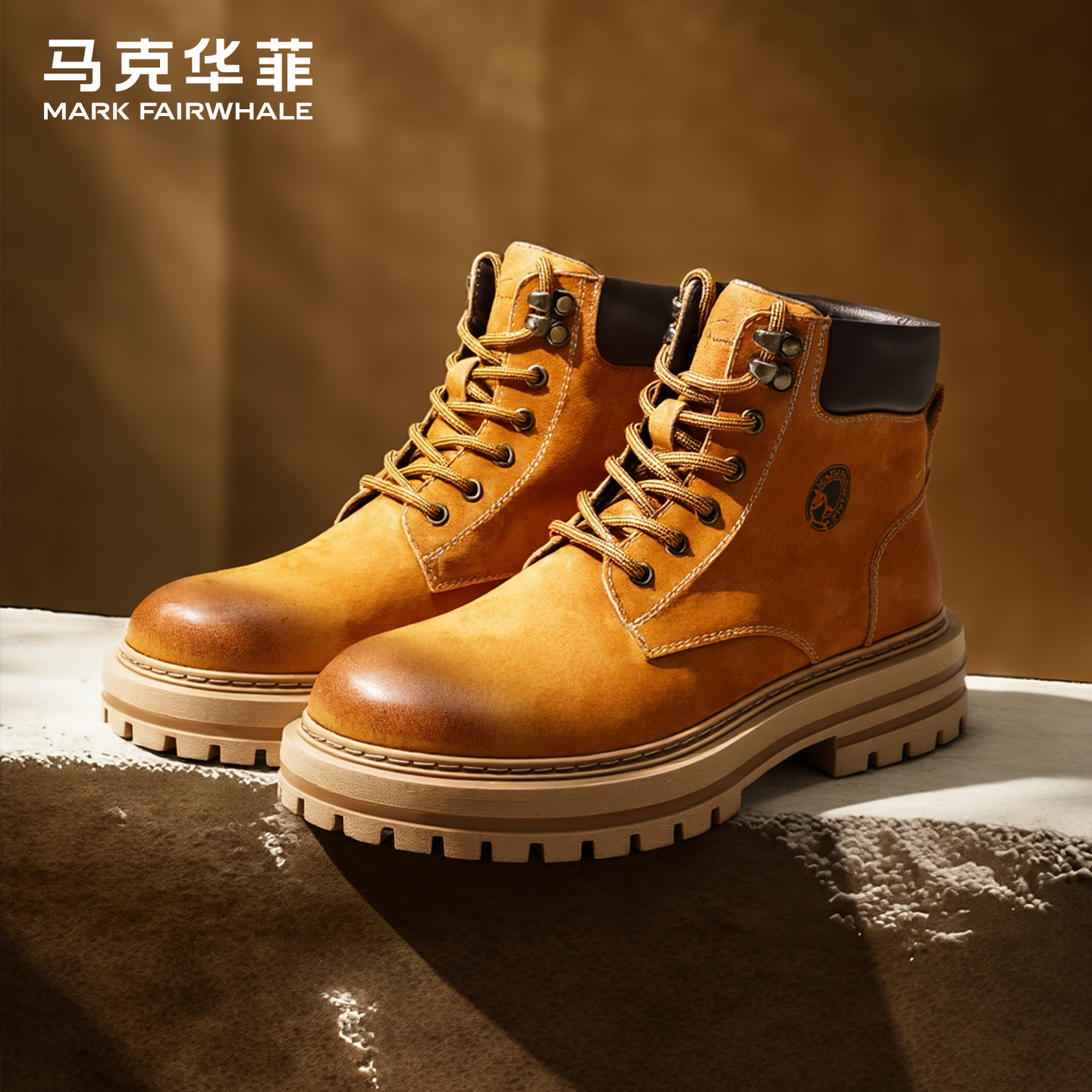 马克华菲马丁靴厚底休闲大黄靴男