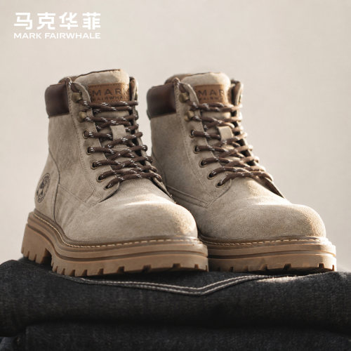 马克华菲马丁靴男款真皮复古工装