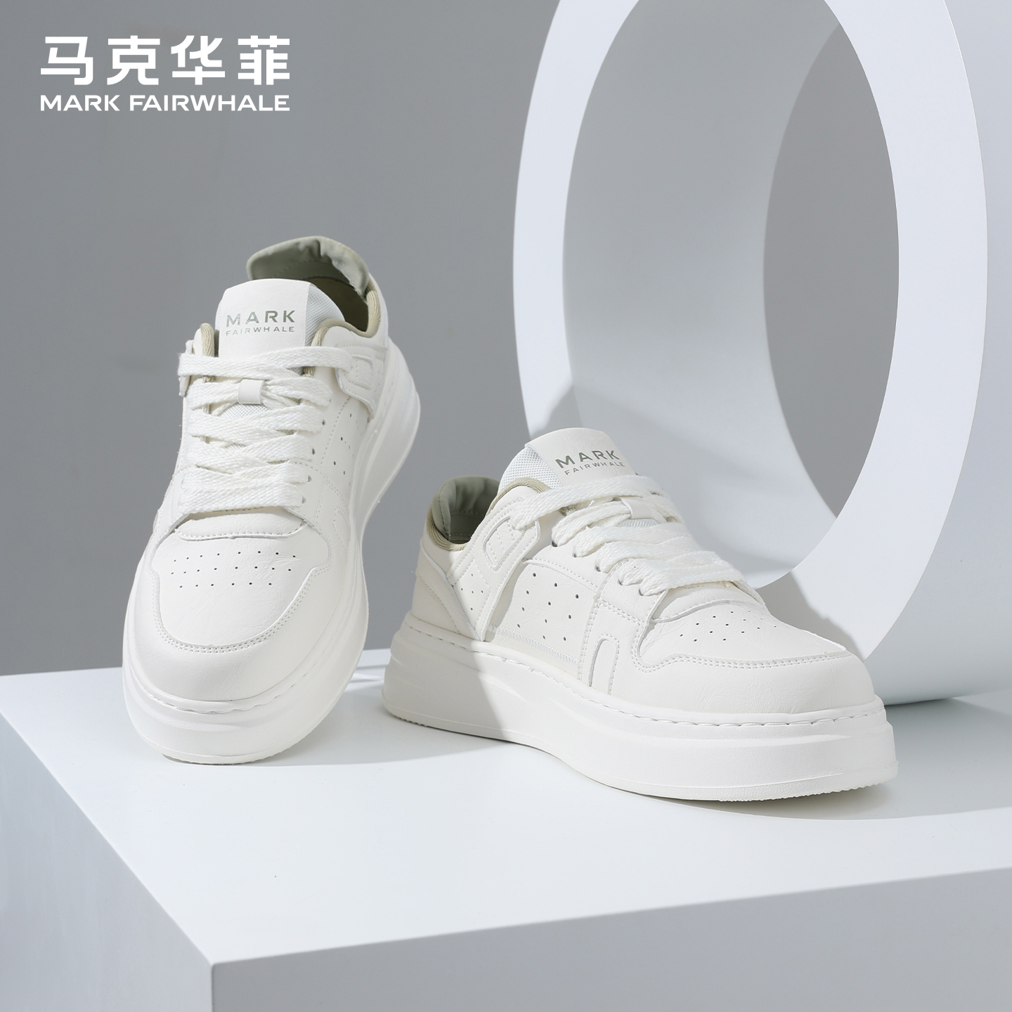 马克华菲休闲低帮板鞋小白鞋男款