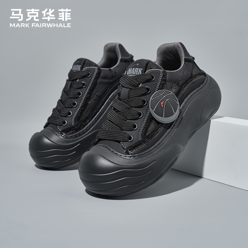 马克华菲男鞋秋冬季百搭休闲鞋男士2026新款厚底帆布鞋休闲板鞋男